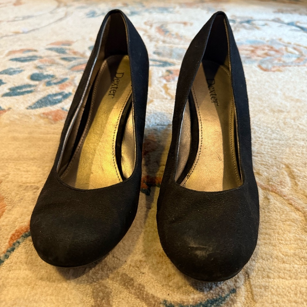Dexter Faux Suede Black Wedges Size 9